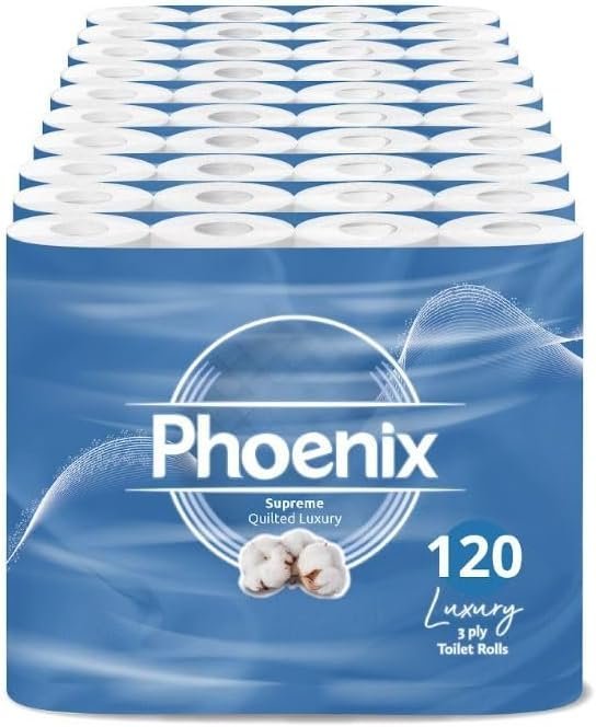 (Free shipping)120 Roll Phoenix Soft Supreme Luxury Quilted 3 Ply Non-Fragranced Toilet Rolls